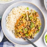 Blackstone Egg Roll in a Bowl over rice
