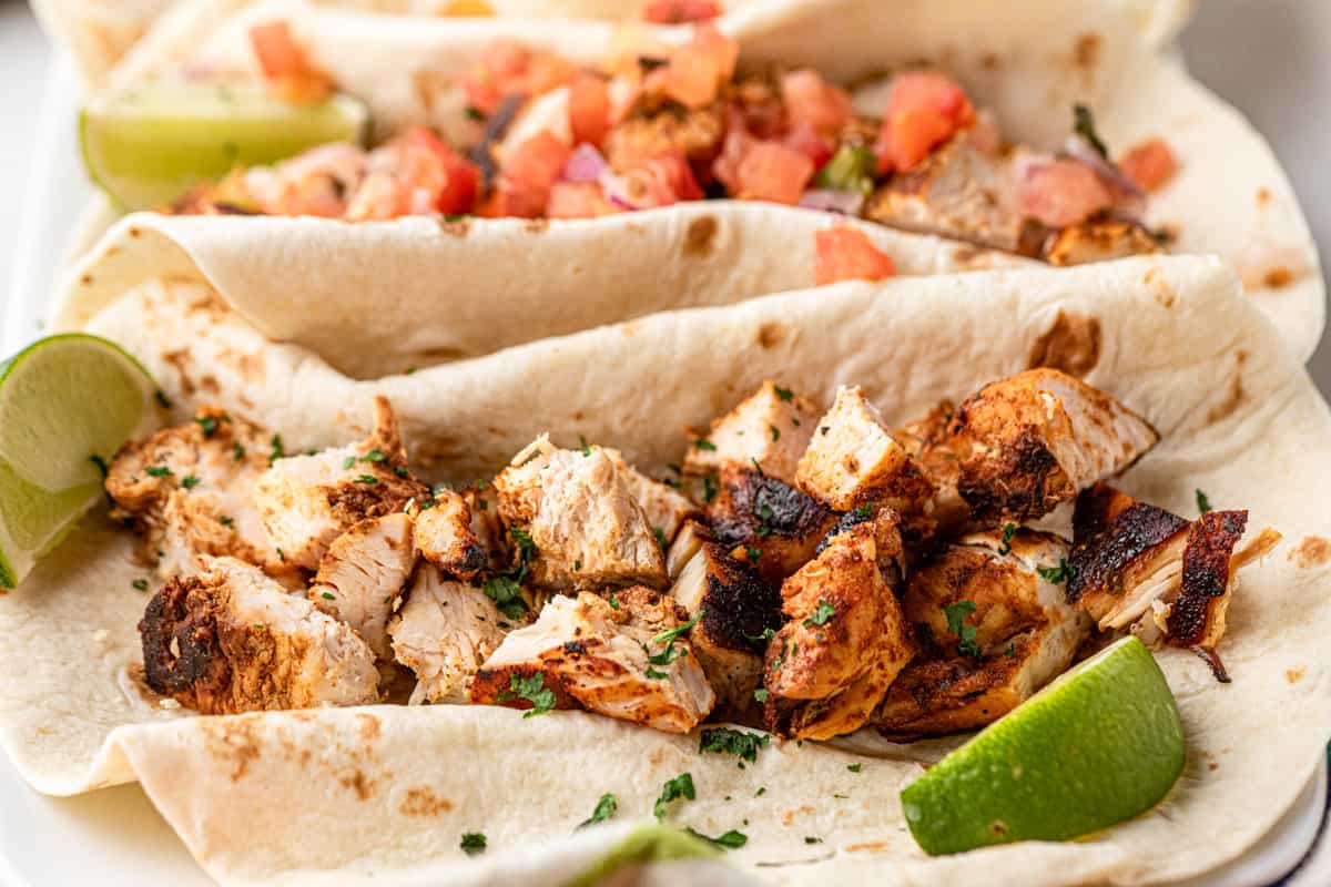 Ready to enjoy the Chicken Street Tacos Recipe with a variety of toppings