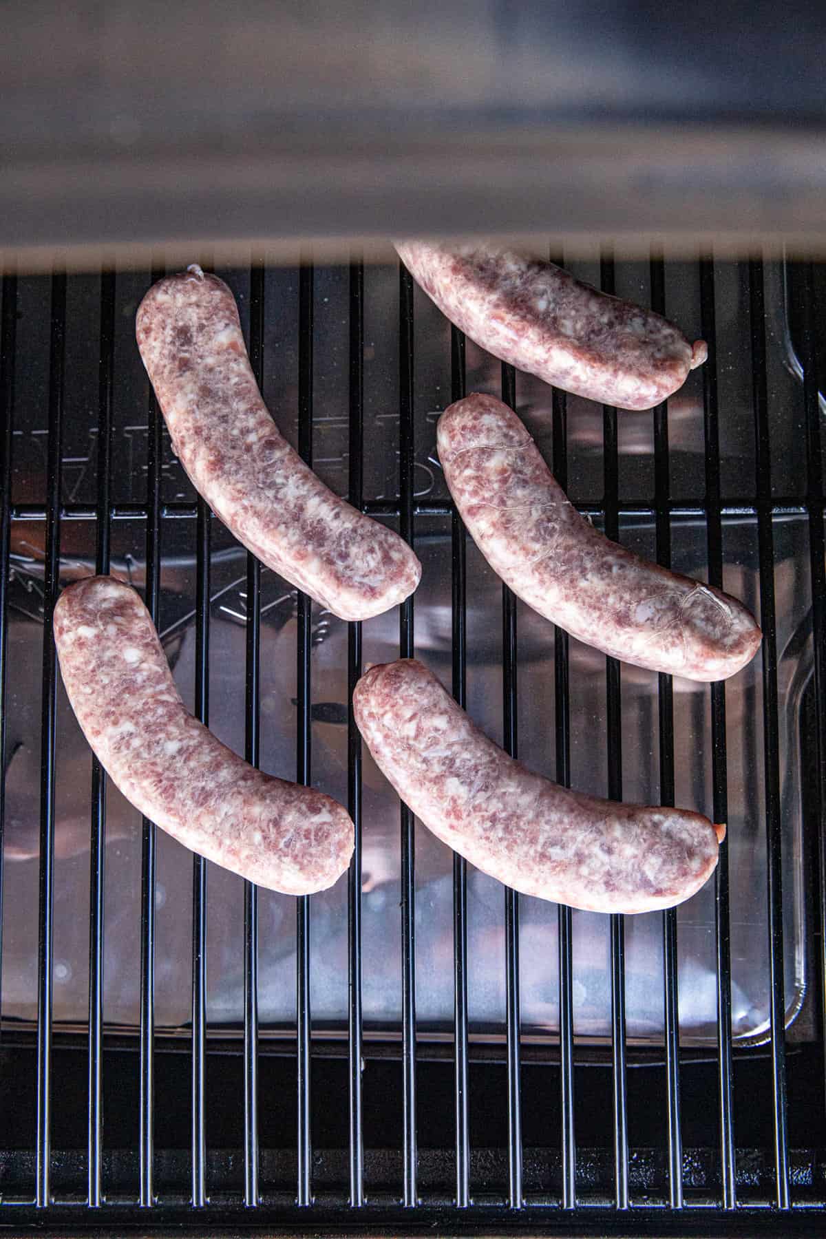 Sausage on smoker for Smoked Sausage recipe
