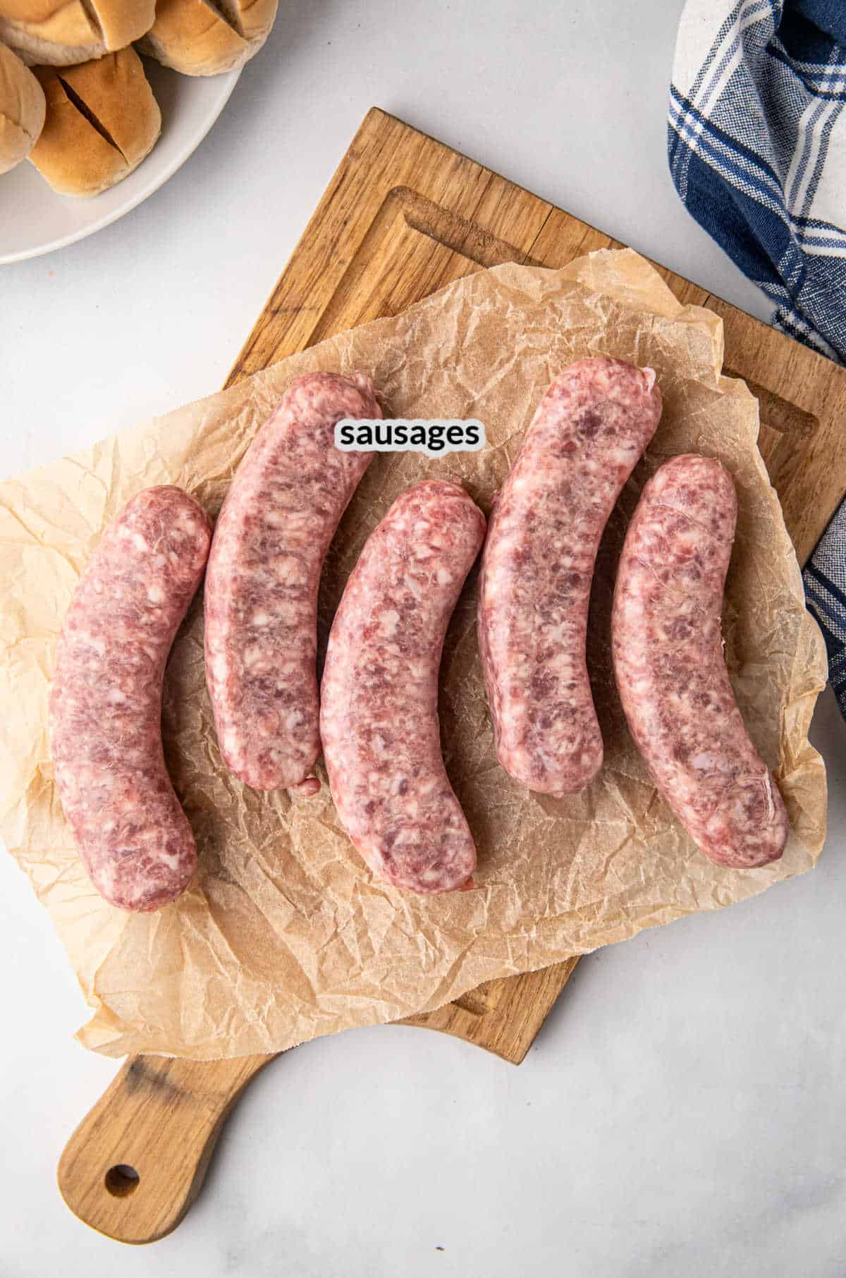 Overhead Image of Smoked Sausage Ingredients