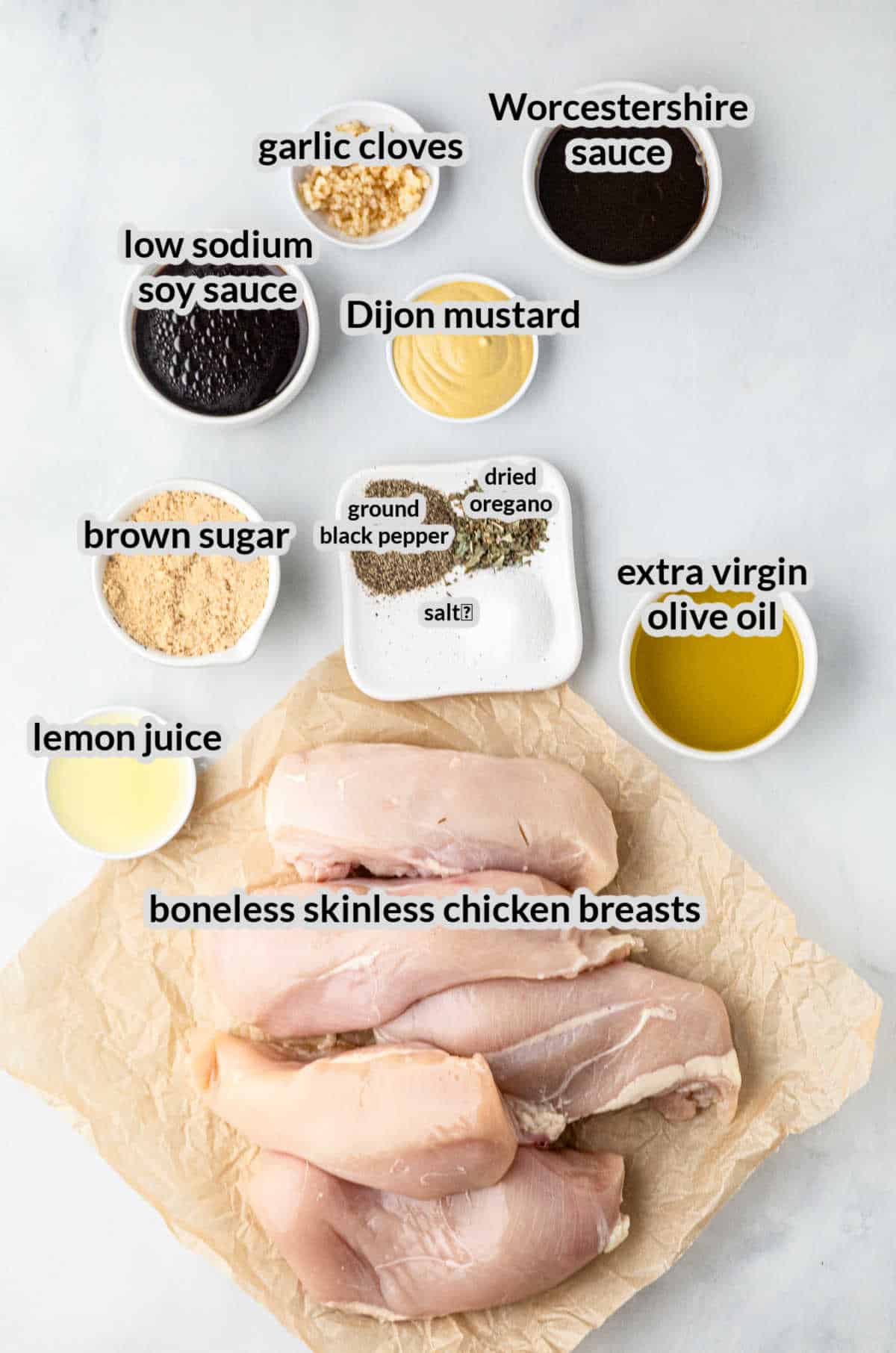 Overhead Image of Chicken Marinade Ingredients
