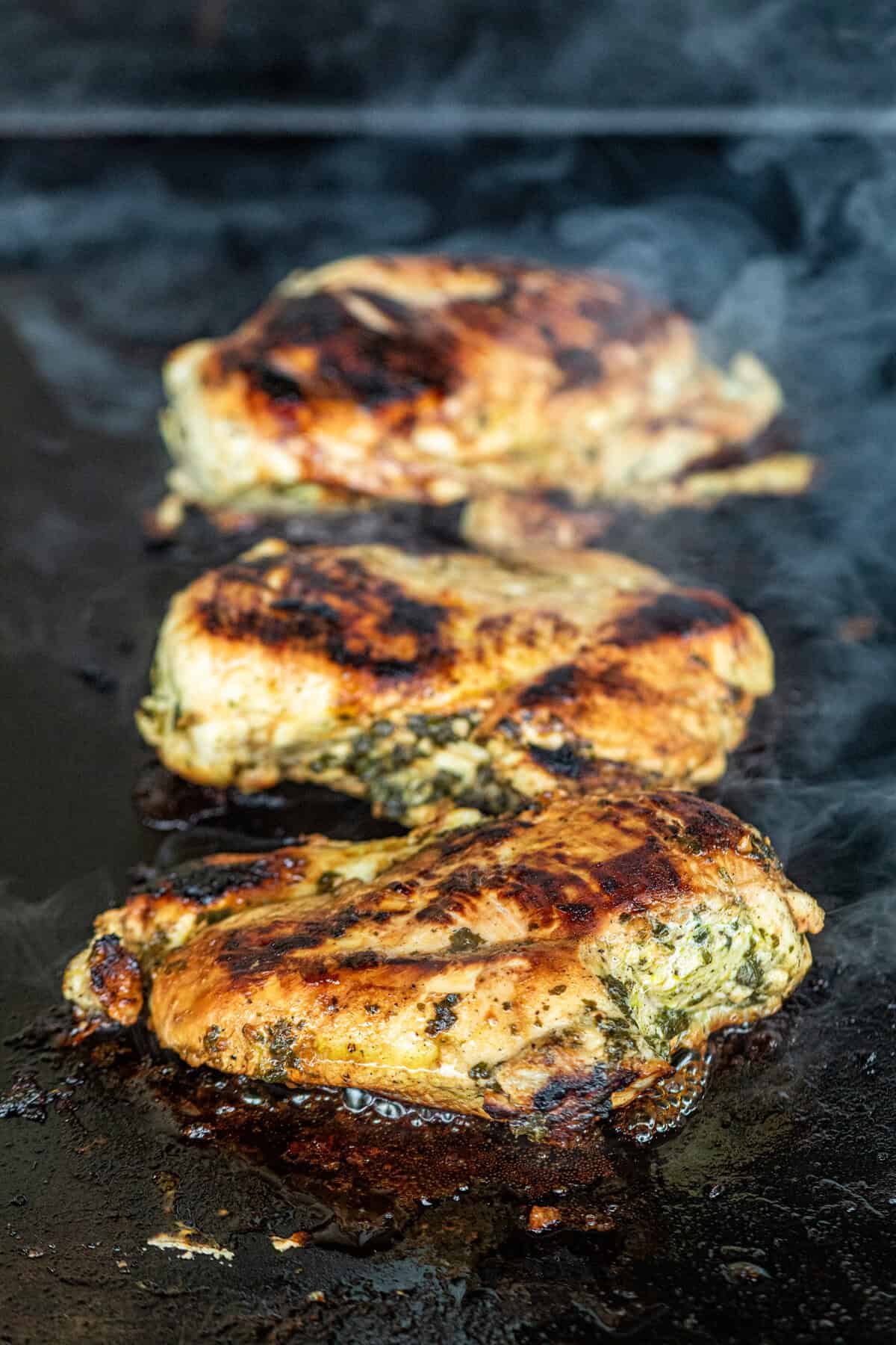 Grilled Cilantro Lime Chicken on Blackstone griddle seared to a golden brown