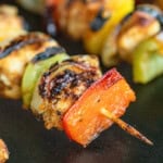 Close up square image of Chicken Fajita Kabobs