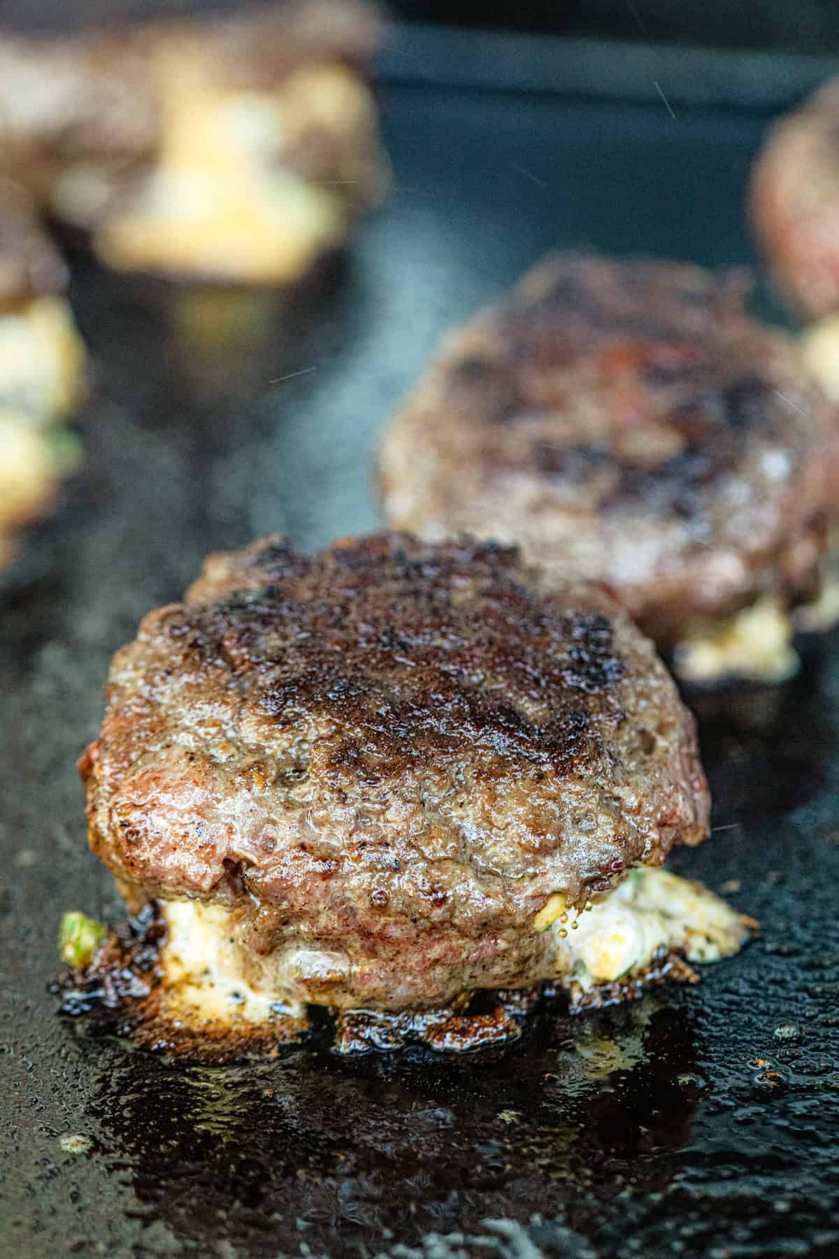 Jalapeno Popper Stuffed Burger on Blackstone