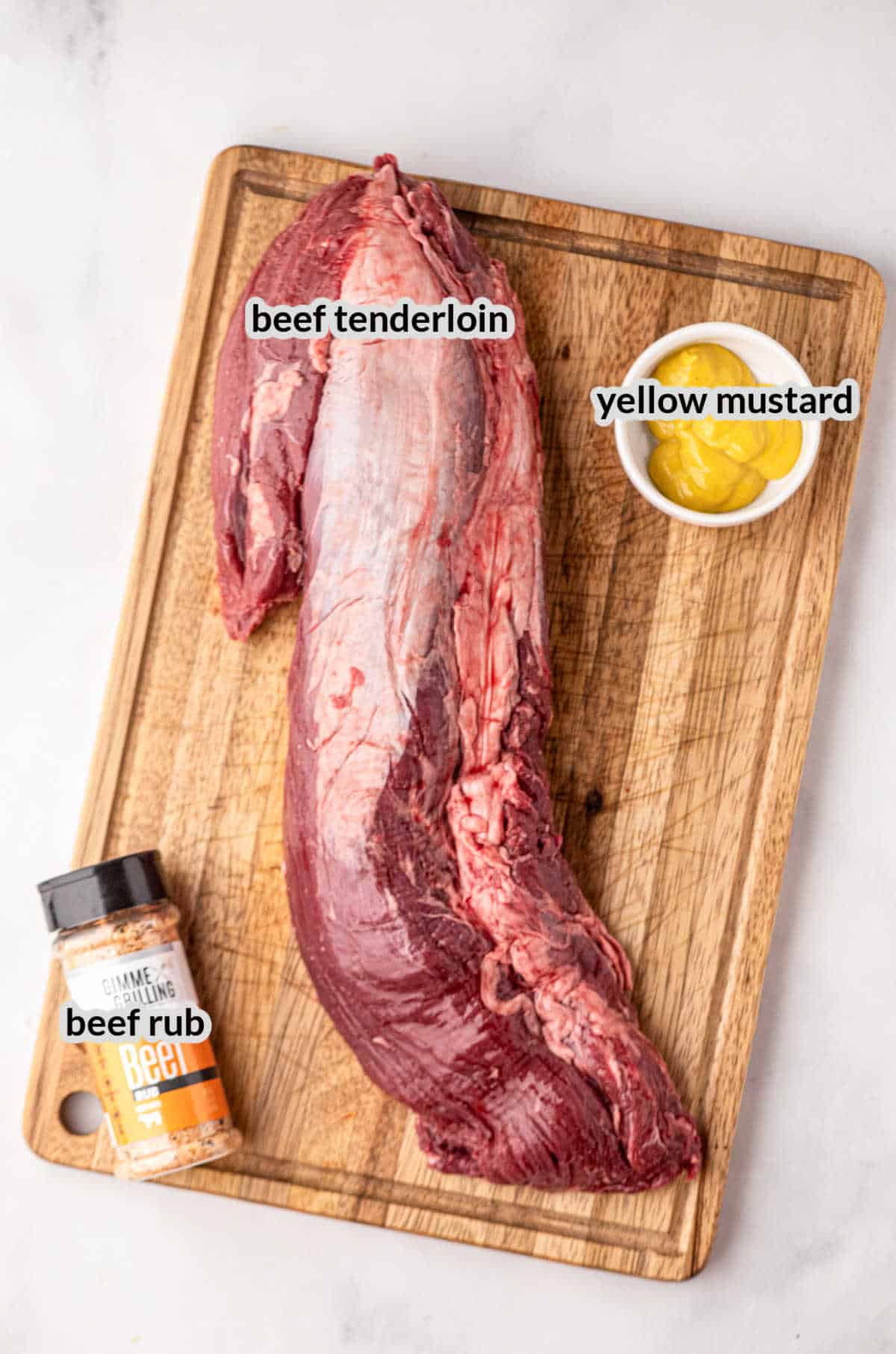 Overhead Image of Smoked Beef Tenderloin Ingredients
