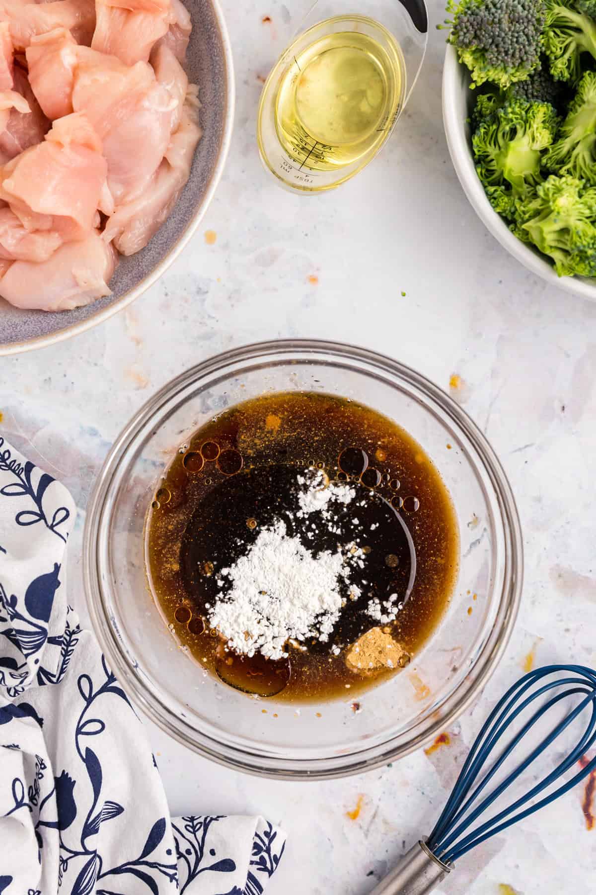 Ingredients for Blackstone Chicken Stir Fry sauce in mixing bowl