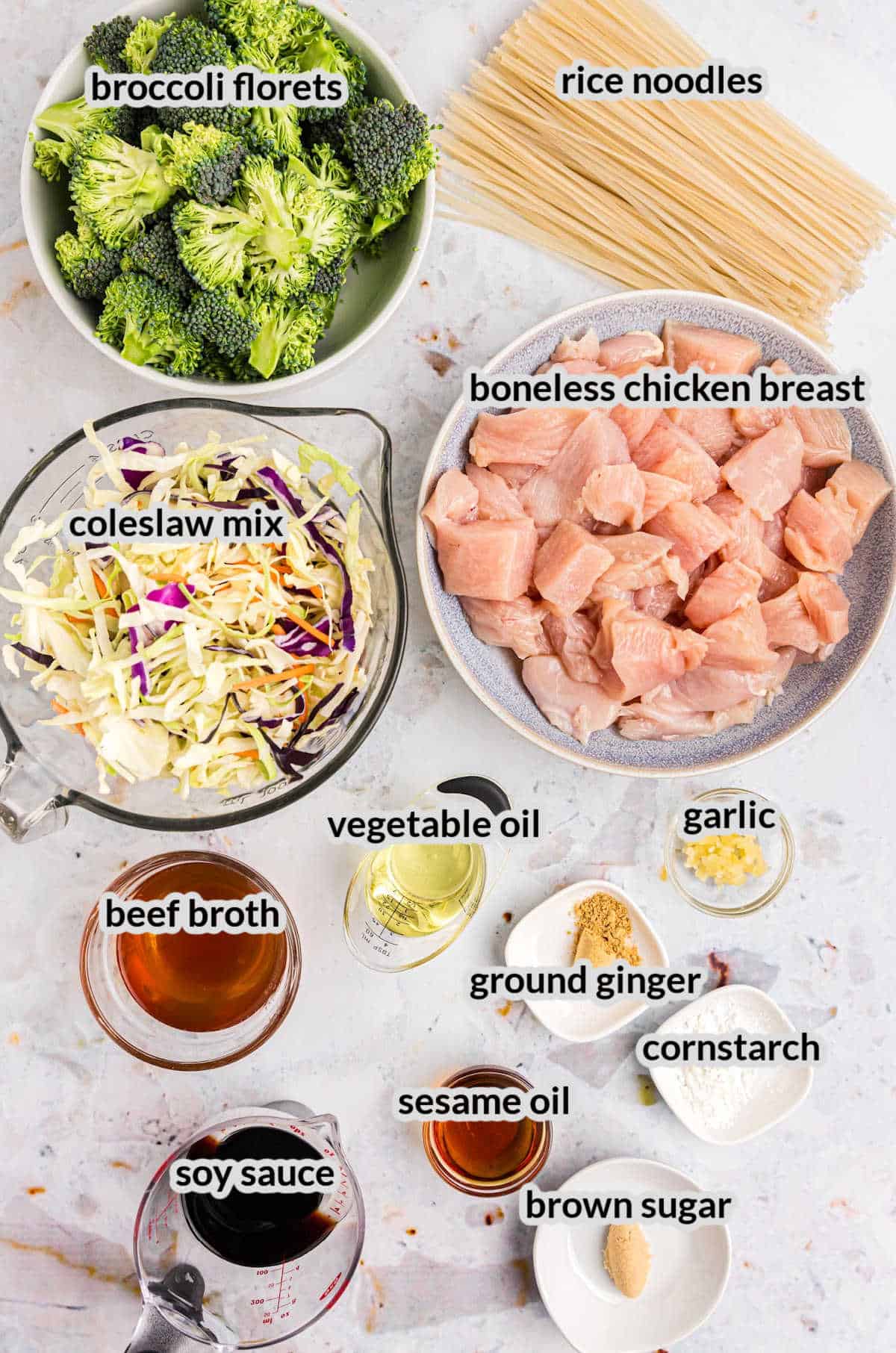 Overhead Image of Blackstone Chicken Stir Fry Ingredients