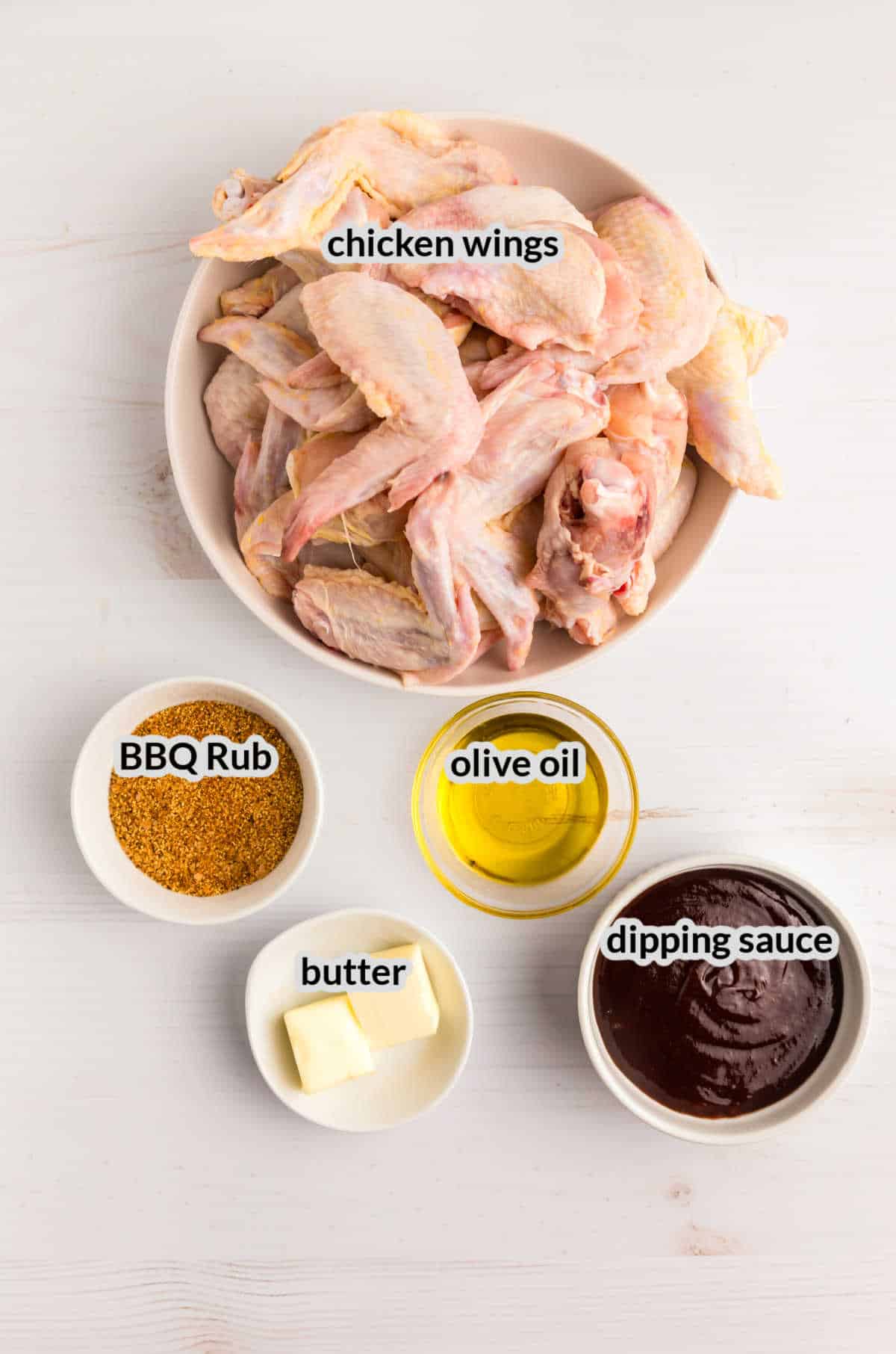 Overhead Image of Blackstone Chicken Wings Ingredients