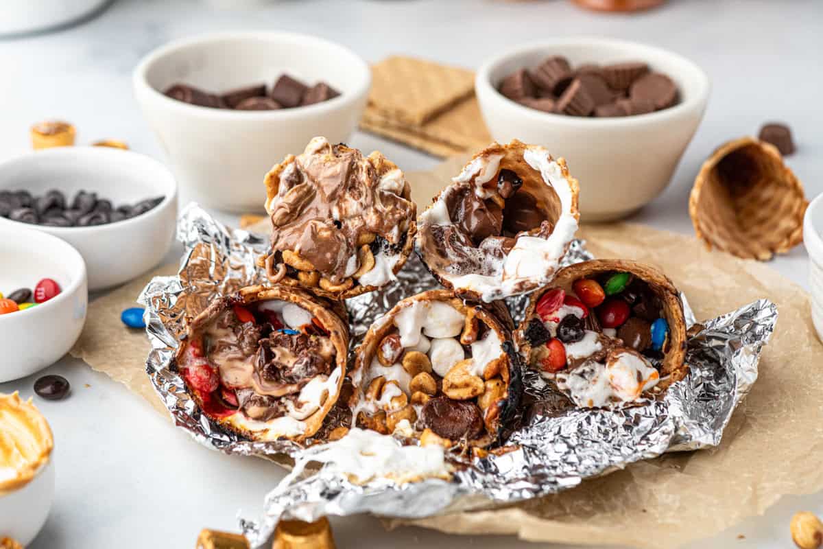 Campfire Cones unwrapped foil hot off the grill