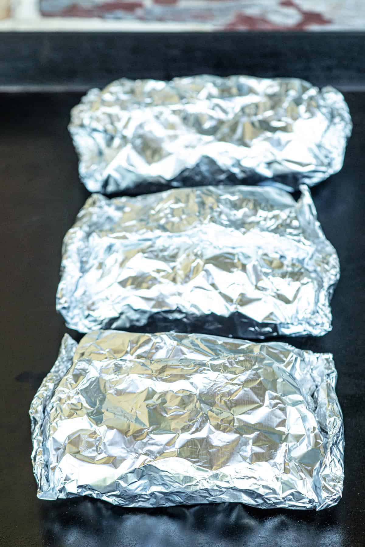 Shrimp Boil Foil Packets on grill