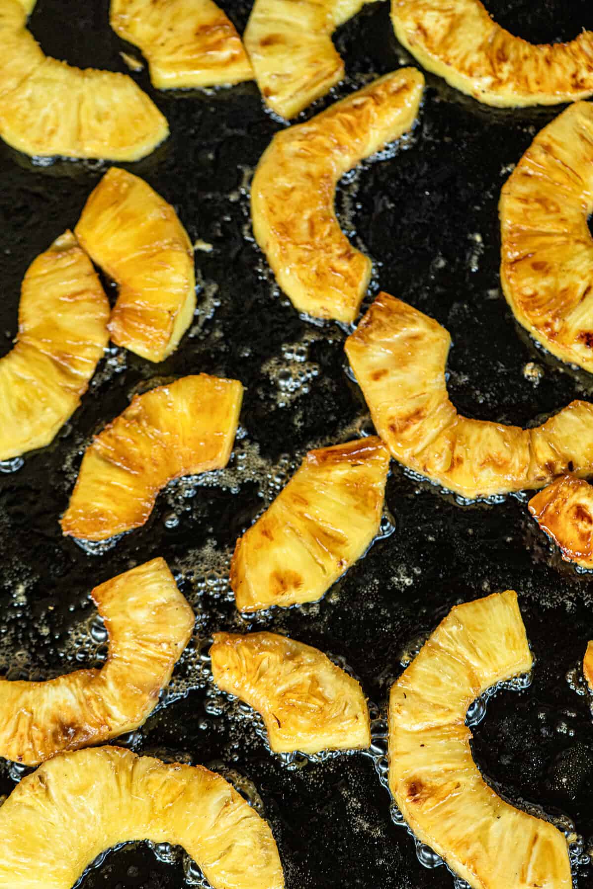 Grilled Pineapple on grilled with a caramelized golden brown