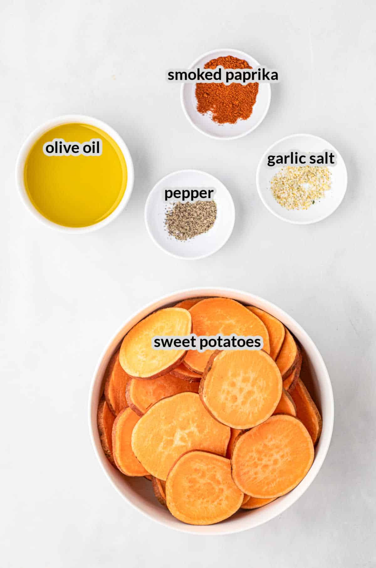 Overhead Image of Grilled Sweet Potatoes Ingredients