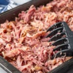 Closeup square image of Smoked Pulled Ham