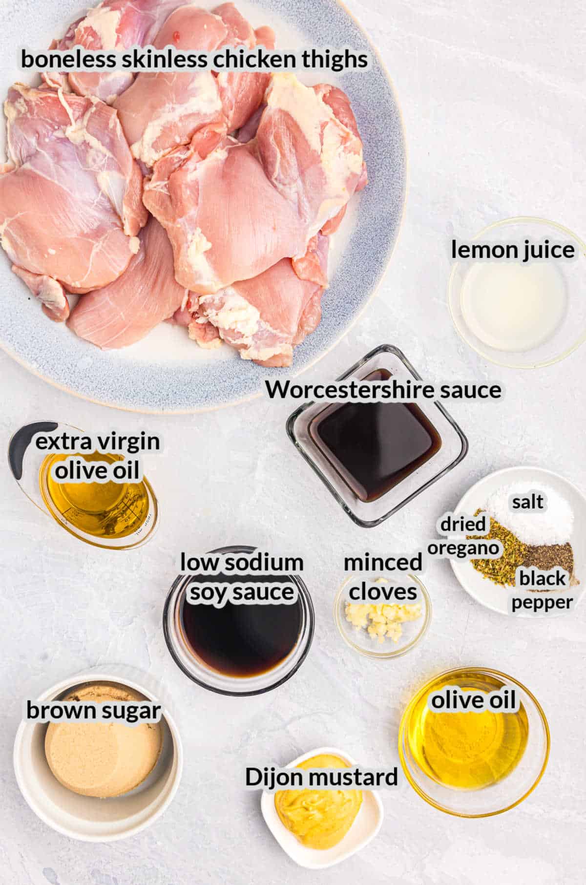 Overhead Image of Blackstone Chicken Thighs Ingredients