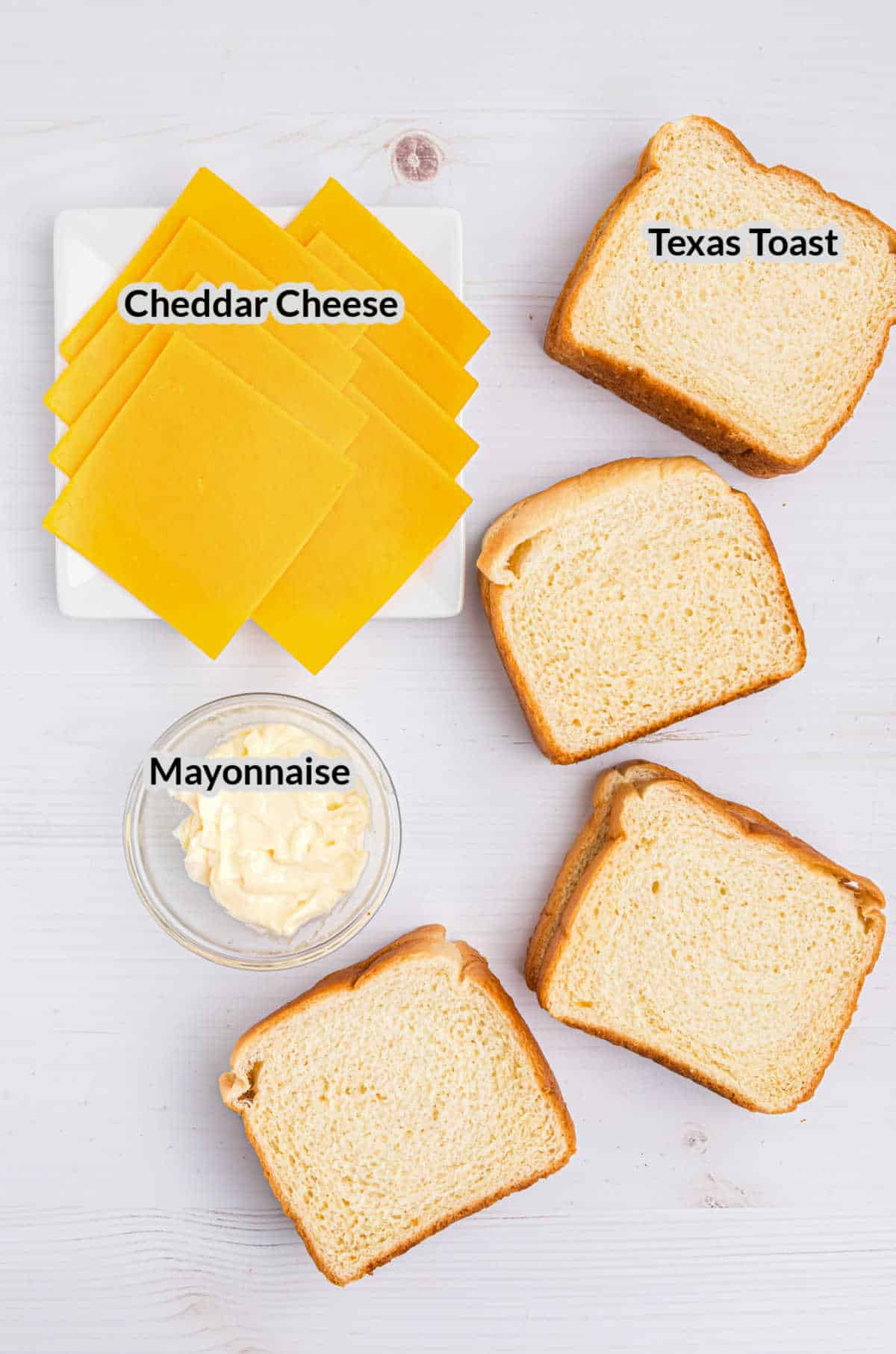 Overhead Image of Blackstone Grilled Cheese Ingredients