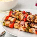 Closeup square image of Chicken Teriyaki Skewers