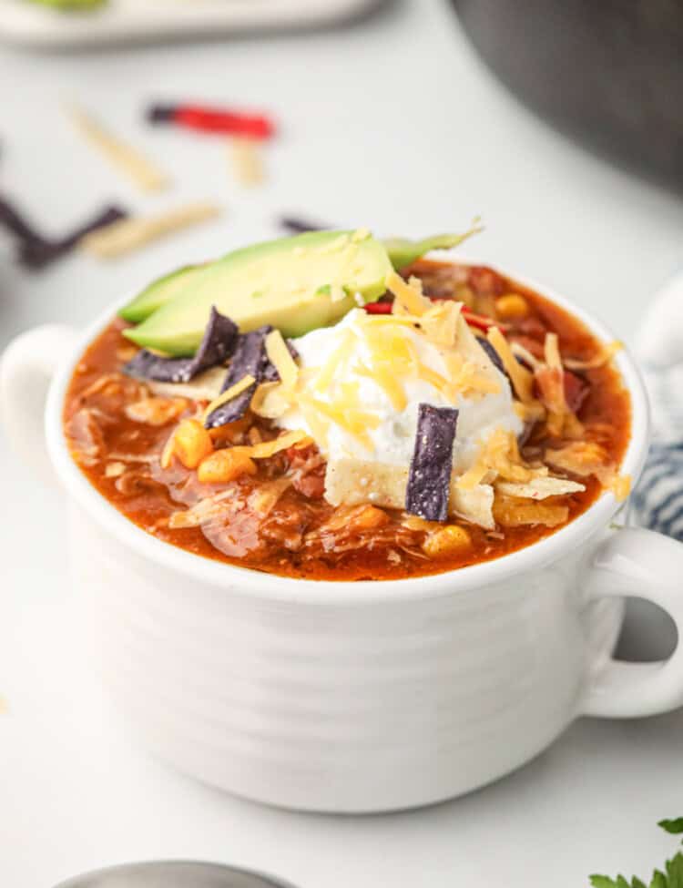 Pulled Pork Chili in white cup