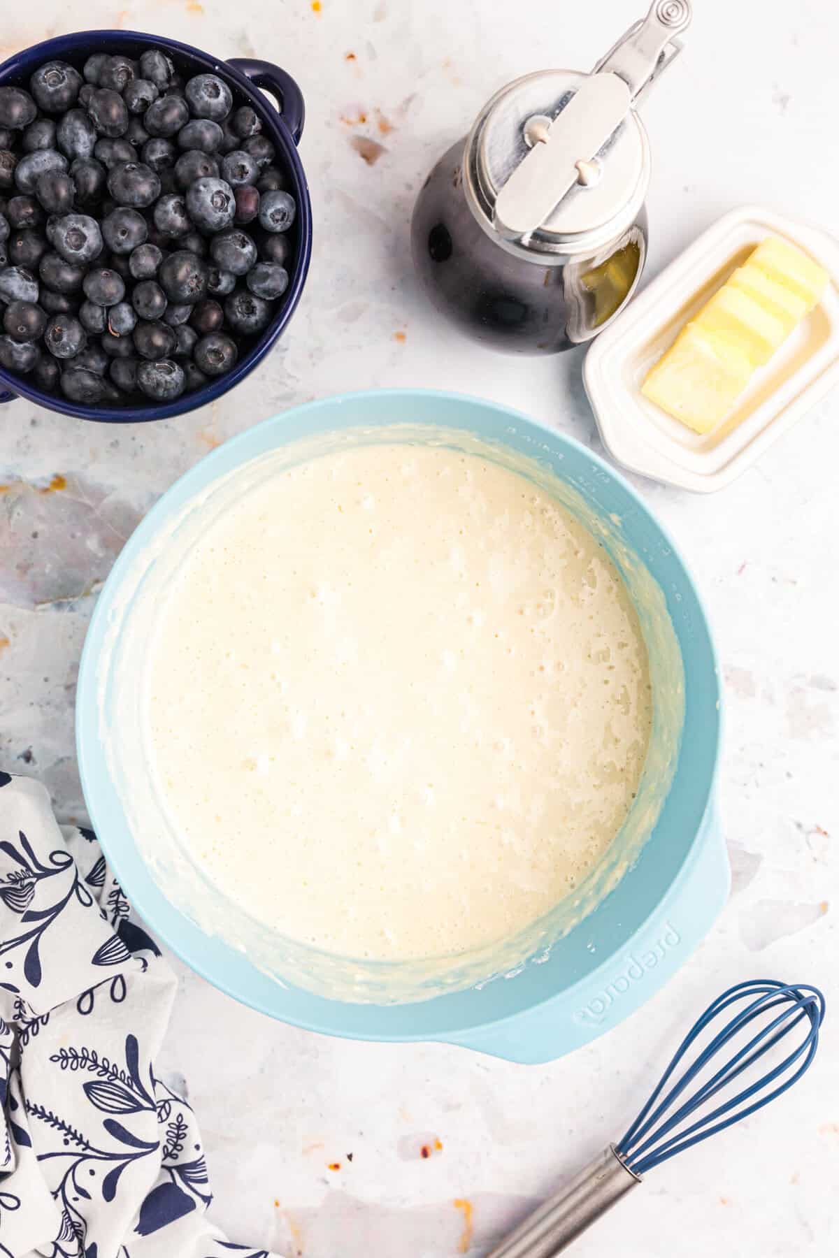 Blackstone Buttermilk Pancakes batter in mixing bowl