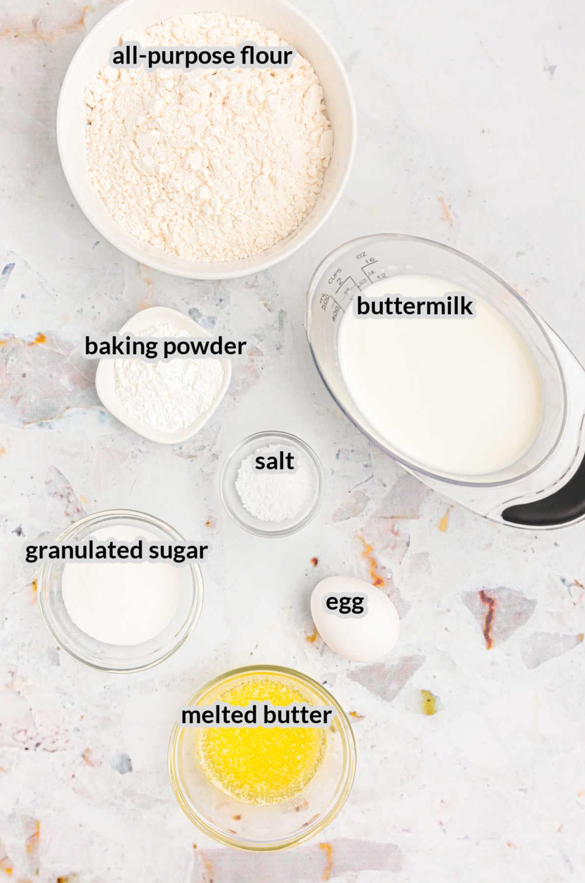 Overhead Image of Blackstone Buttermilk Pancakes Ingredients