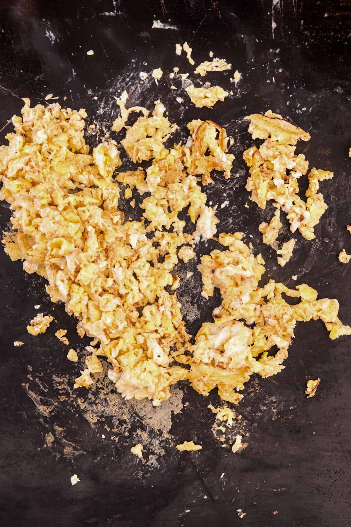 Scrambled eggs on the Blackstone.