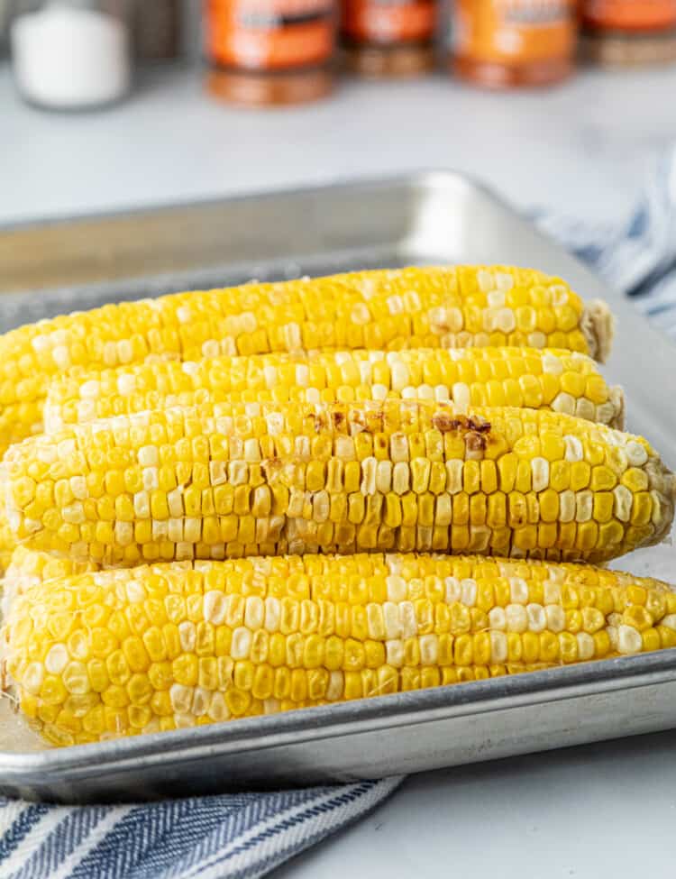 Corn on the Cob on the Smoker on cooking tray