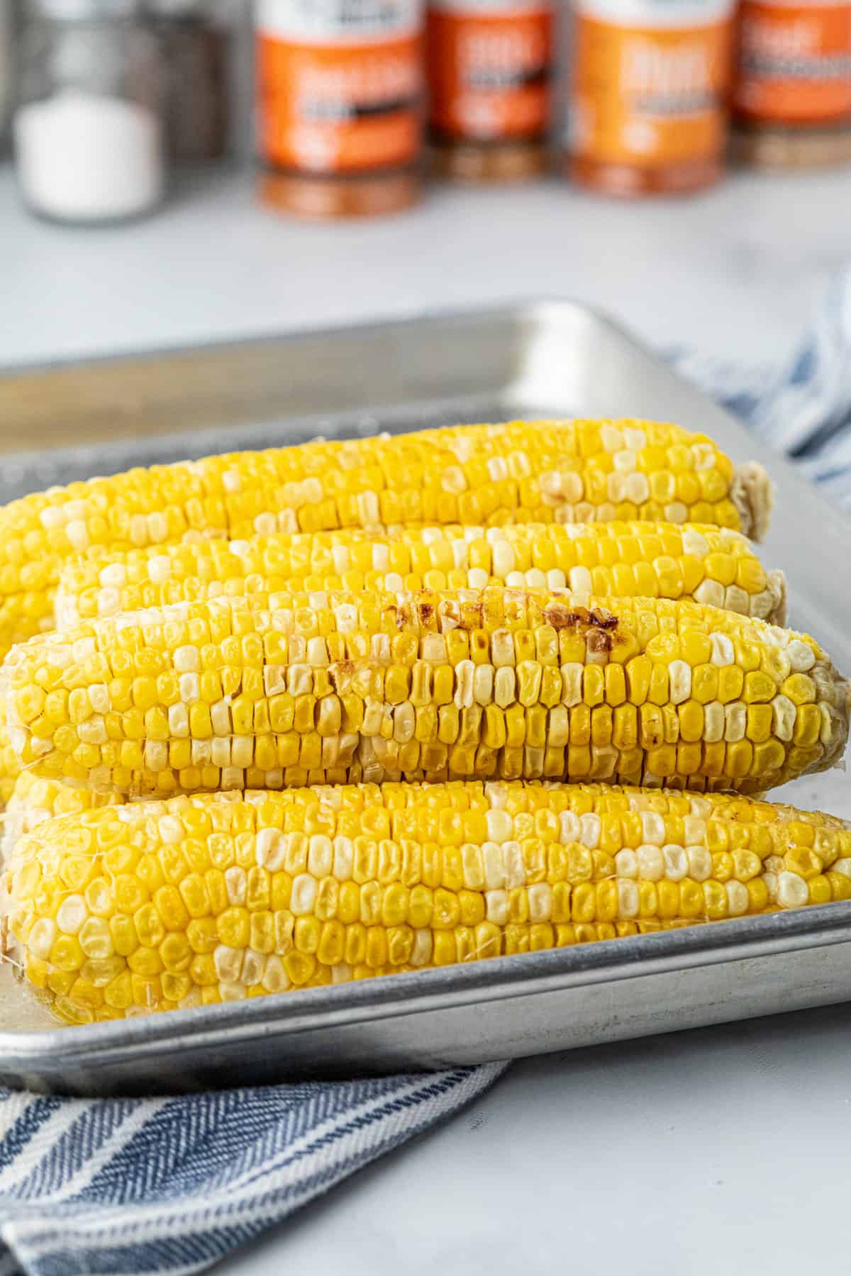Corn on the Cob on the Smoker on cooking tray
