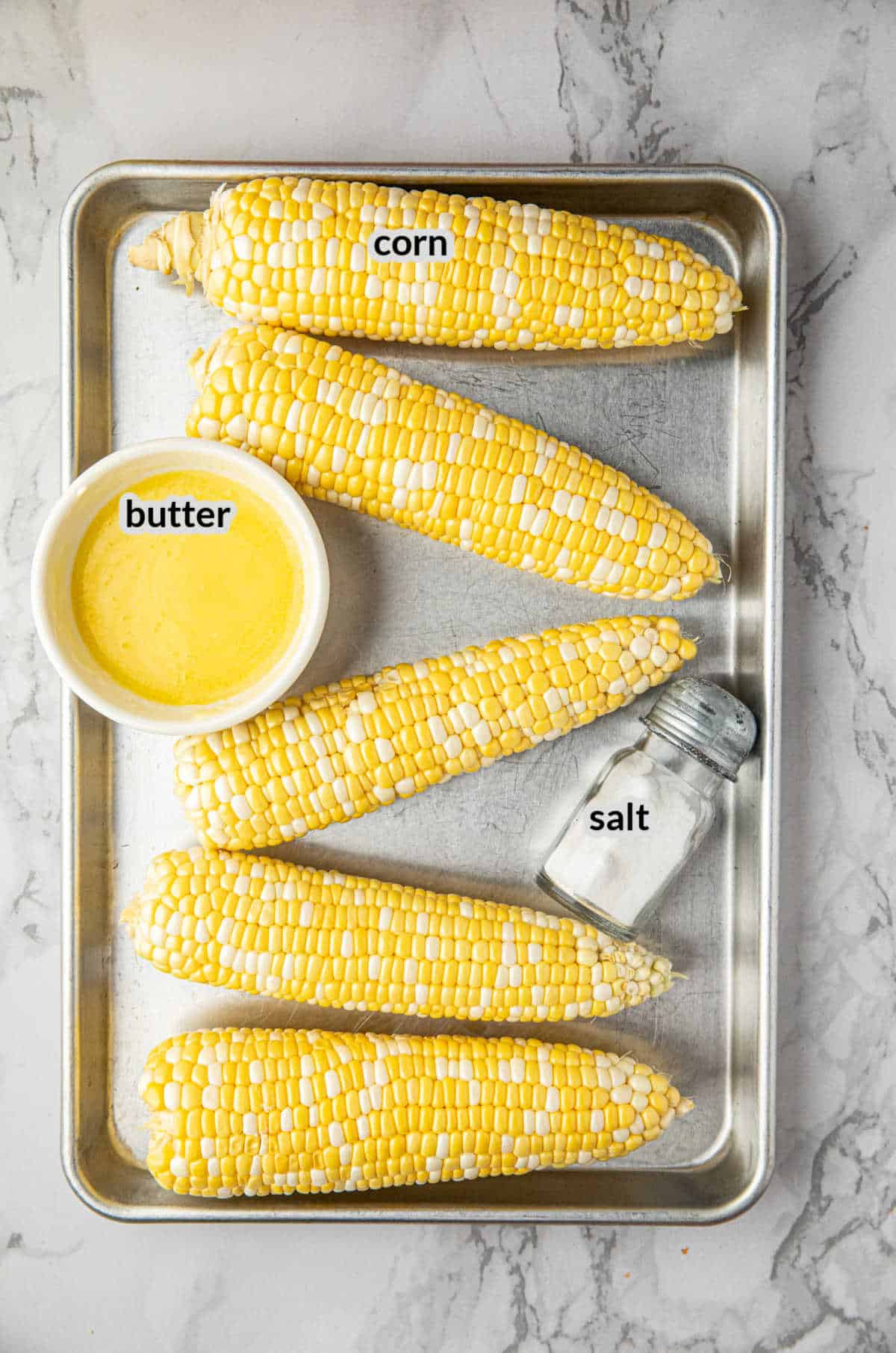 Overhead Image of Smoked Corn on the Cob Ingredients