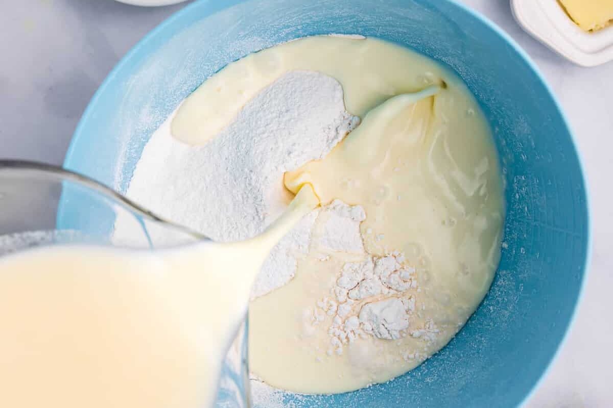 Combining Wet & Dry Ingredients for Blackstone Pancake Batter