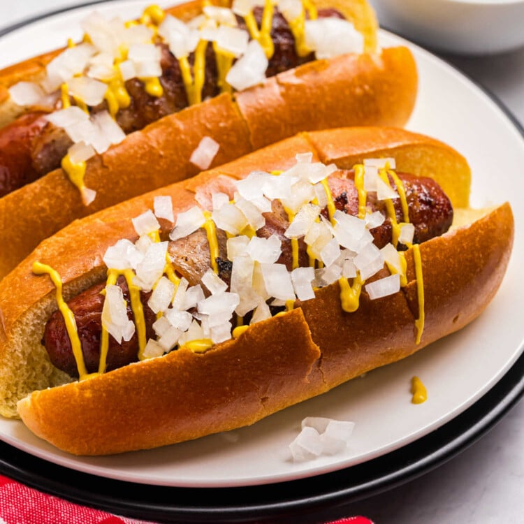 Grilled Bacon Wrapped Hot Dogs Square Image