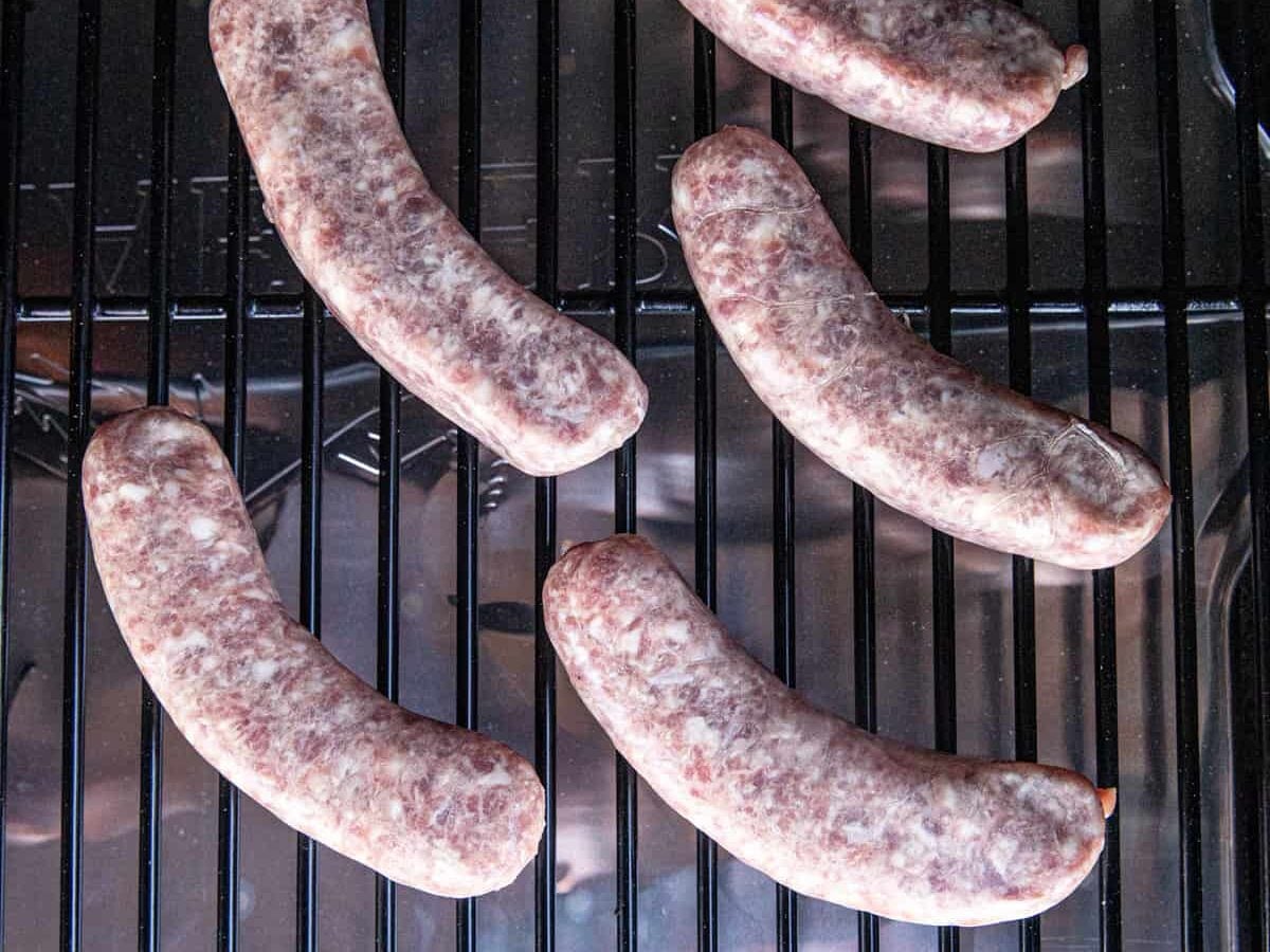 Sausage on smoker for Smoked Sausage recipe